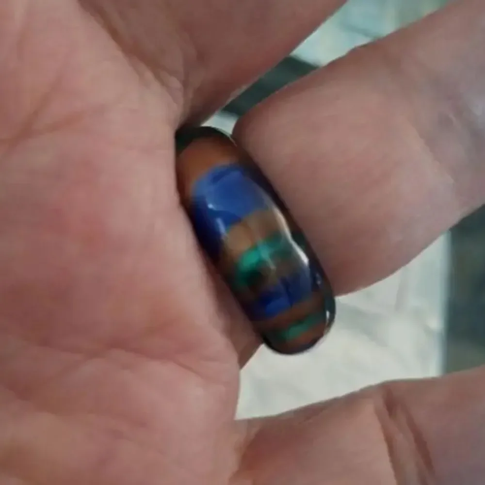 Colorful Rainbow marble Resin unisex Ring sz 9